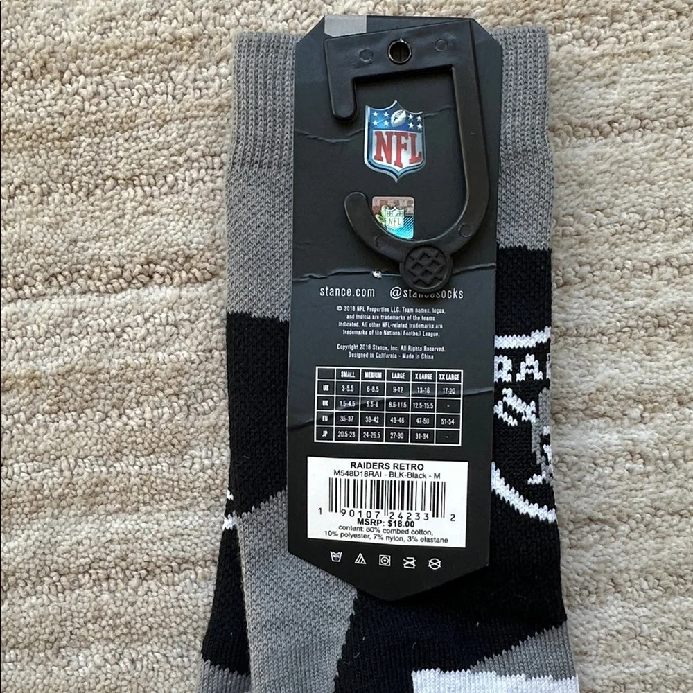 NWT Stance Raiders Retro Socks Black NFL Football Men’s Medium 6-8.5